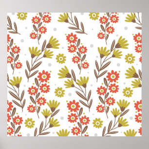Niedliches Blumenmuster, nahtloser Hintergrund. Poster