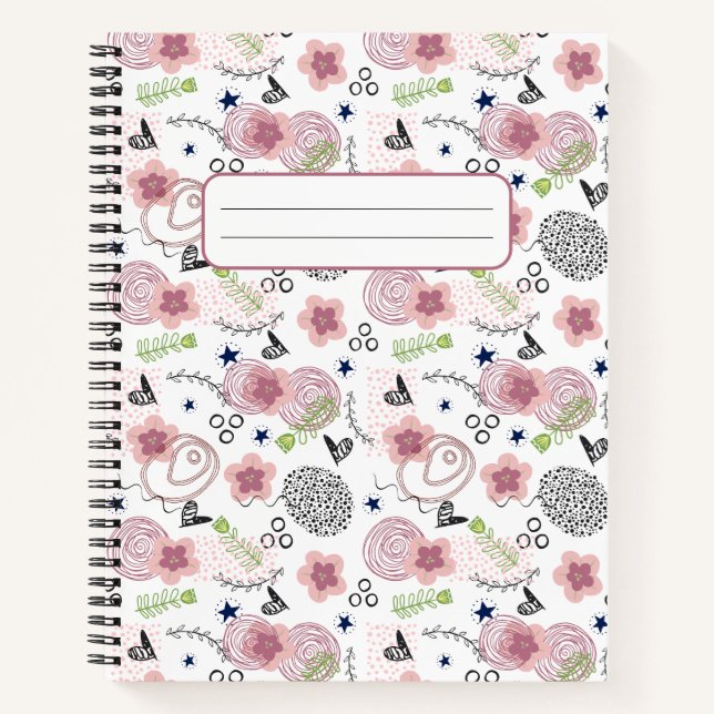 Niedliches Blumenmuster Notizbuch (Vorderseite)