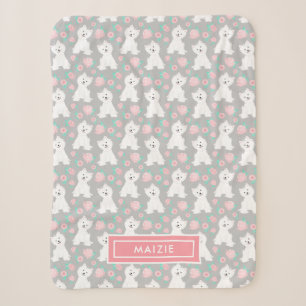 Niedliches Blumenmuster  Personalisiert Grau Sherpadecke