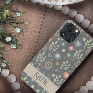 Niedliches Blumenmuster Personalisierter Name Fun Case-Mate iPhone Hülle