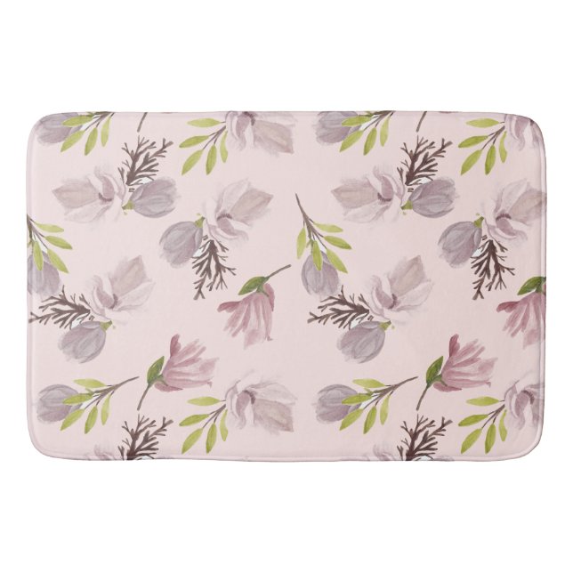 Niedliches Blumenmuster Romantische rosa Pastellfa Badematte (Vorderseite)