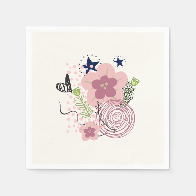 Niedliches Blumenmuster Serviette (Vorderseite)