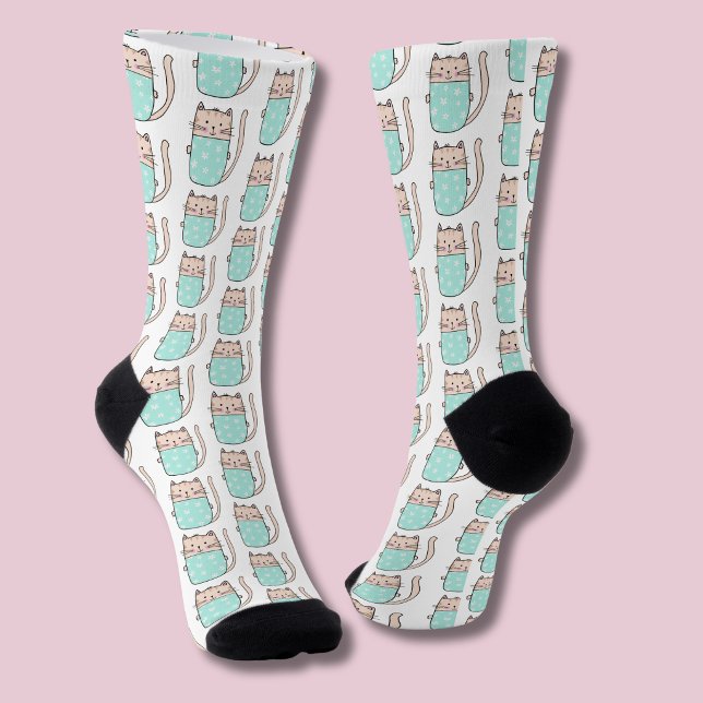 Niedliches Blumenmuster Socken (Kitty cat pattern socks)
