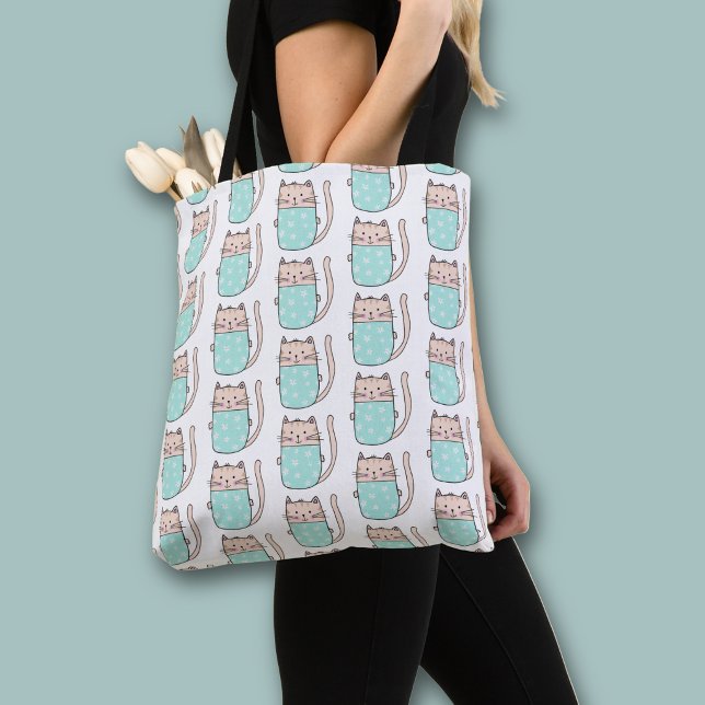 Niedliches Blumenmuster Tasche (Cute cat pattern all over print tote bag)