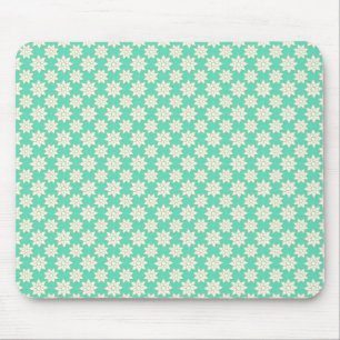 Niedliches Blumenmuster Weiße Blume über Mini Gree Mousepad
