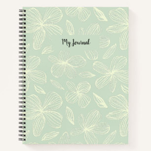 Niedliches Blumenpastell-grünes Monogramm-Notebook Notizbuch