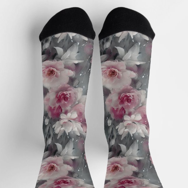 niedliches Blumenrosa gürtlich Socken (Oben)