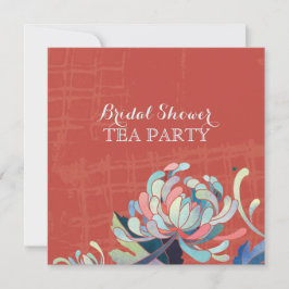 Niedliches Blumenrotes Brautparty Tee Party Einladung