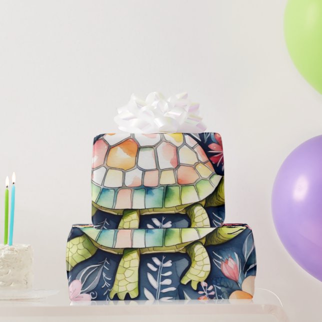 Niedliches Blumenschildkrötenpapier Geschenkpapier (Partygeschenke)