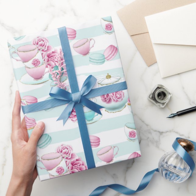 Niedliches Blumentee-Party Geschenkpapier (Schenken)