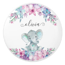 Niedliches Blumenwasser Babyelementname Monogramm