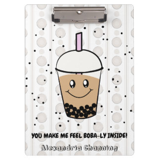 Niedliches Boba Bubble Tee Pun Personalisierte Zwi Klemmbrett