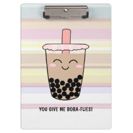 Niedliches Boba Milk Tee Pun Clipboard Klemmbrett