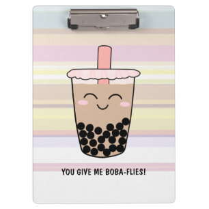 Niedliches Boba Milk Tee Pun Clipboard Klemmbrett