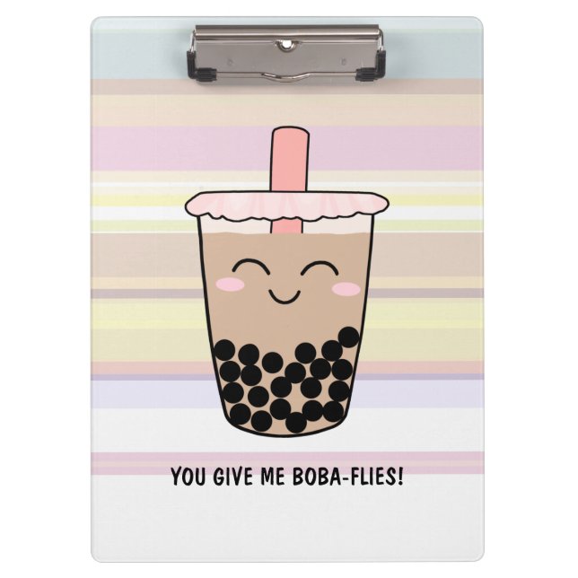 Niedliches Boba Milk Tee Pun Clipboard Klemmbrett (Vorderseite)