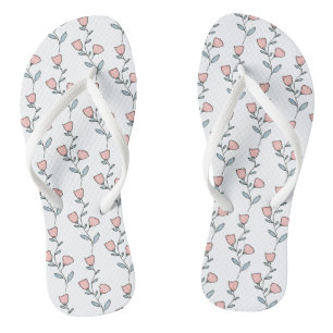 Niedliches Bohemisches Rosa Lila Blumenmuster Flip Flops