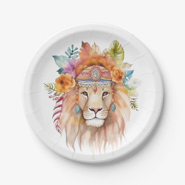 Niedliches boho Aquarellendesign Pappteller (Vorderseite)