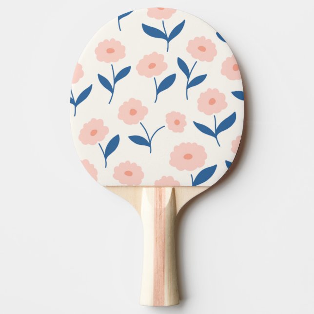 Niedliches Boho Chic Pink-Blume-Muster Tischtennis Schläger (Vorderseite)