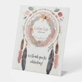 Niedliches Boho Dreamcatcher Baby Dusche Party Sockelschild