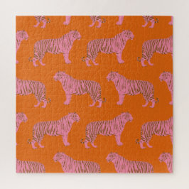 Niedliches Boho Orange und rosa Tiger Art Muster