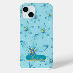 Niedliches boho Retroglühen Personalisiert blaues Case-Mate iPhone Hülle