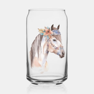 Niedliches boho Wasserfarbe Hippie Pferdedesign Dosenglas