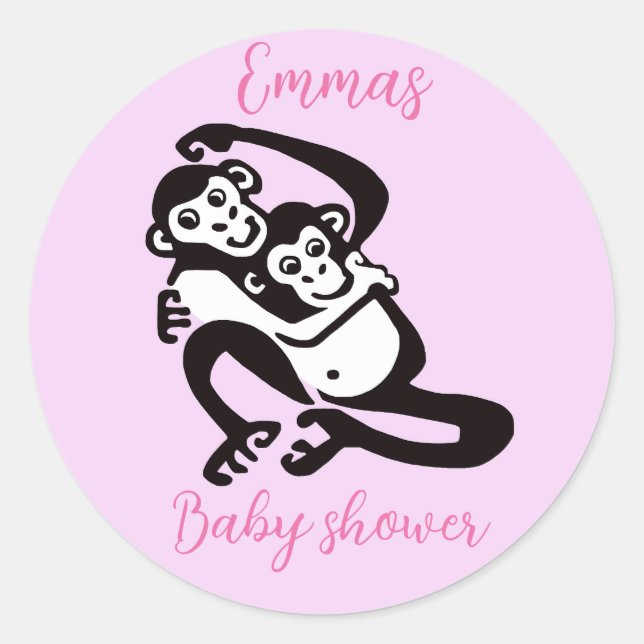 Niedliches BONOBO - Tier - Babydusche - Persönlich Runder Aufkleber (Vorderseite)