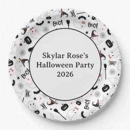 Niedliches Boo Spooky Ghost Halloween Pink Girl Pappteller