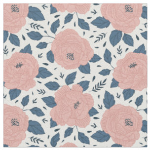 Niedliches botanisches Blumenmuster l Rosa und Wei Stoff