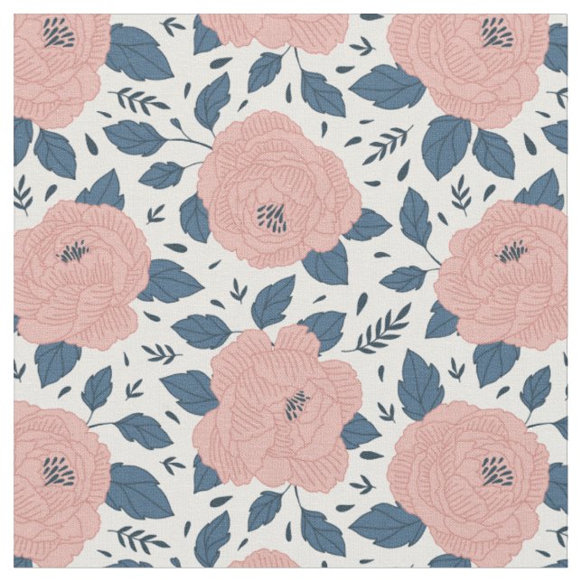 Niedliches botanisches Blumenmuster l Rosa und Wei Stoff (Nahaufnahme)