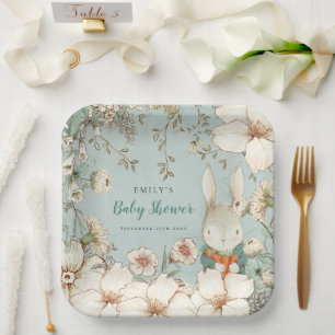 Niedliches botanisches Pulver Blauer Babydusche Pappteller
