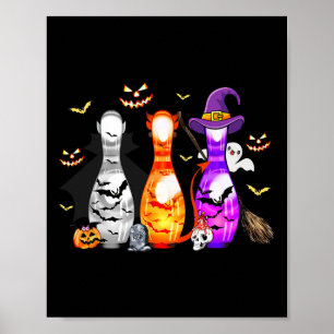Niedliches Bowling Button Halloween Spookes Kostüm Poster