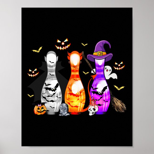 Niedliches Bowling Button Halloween Spookes Kostüm Poster (Vorne)