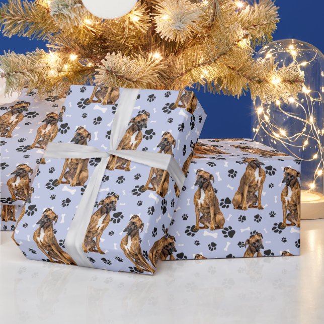 Niedliches Boxer Dog PW Druckmuster Geschenkpapier (Feiertage)