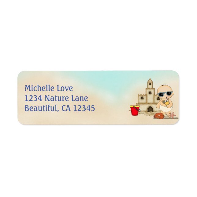 Niedliches Boy Beach Baby und Sandcastle-Adresse (Vorne)