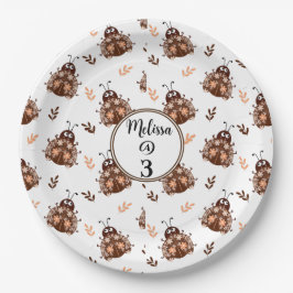 Niedliches Braun- und Beige-Ladybug und Muster für Pappteller