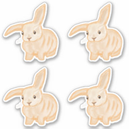 Niedliches braunes Kaninchen - 4x geschnitten. Aufkleber