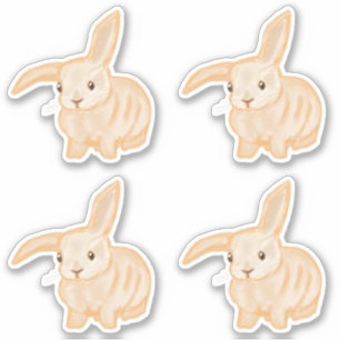 Niedliches braunes Kaninchen - 4x geschnitten. Aufkleber