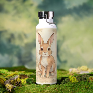 Niedliches braunes Kaninchen in einem Wald Trinkflasche