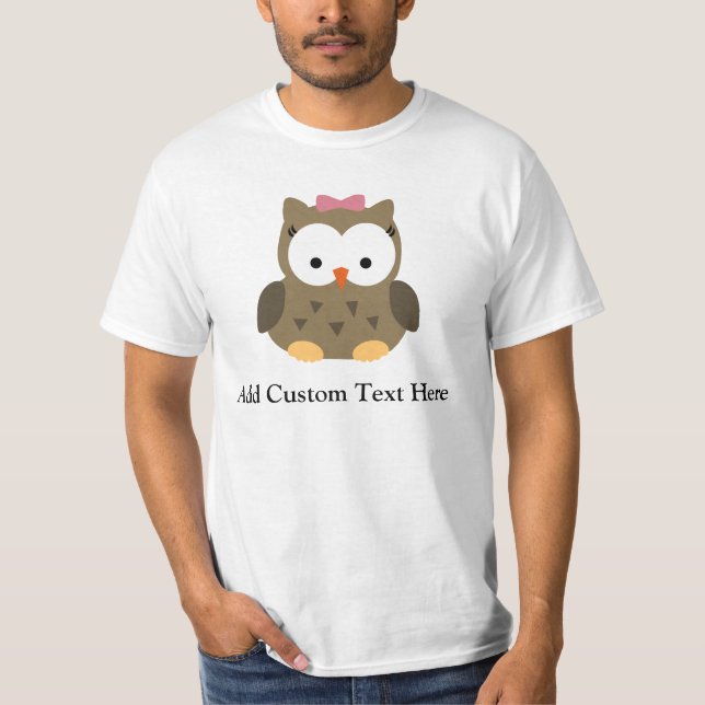 Niedliches braunes Owl mit rosa Bow T-Shirt (Vorderseite)