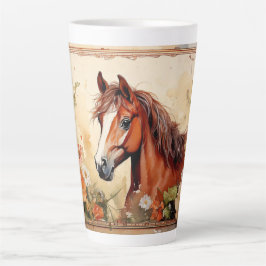 Niedliches Braunes Pferd und Wildblumen Milchtasse
