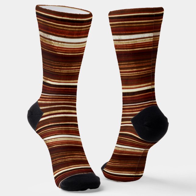 niedliches braunes Roststreifen-Muster gekachelt Socken (Gewinkelt)