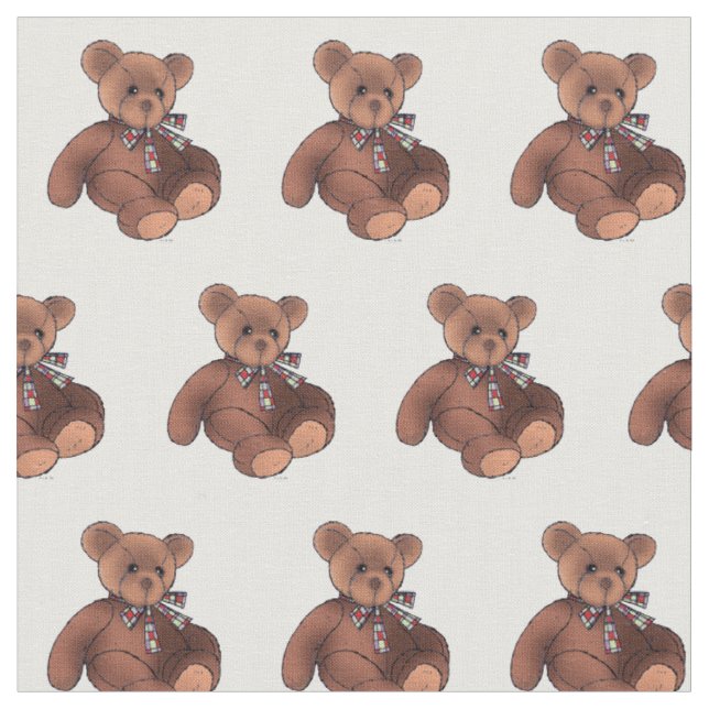 niedliches braunes Teddybärn-Kinderzimmer Stoff (Nahaufnahme)