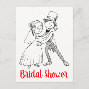 Niedliches Brautparty von Black Red Brix Groom Car Einladungspostkarte