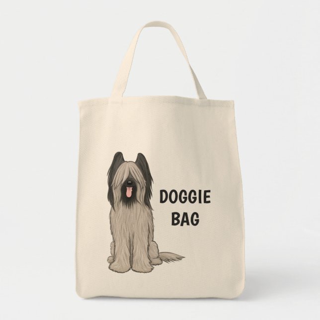 Niedliches Briard mit kundenspezifischem Text Tragetasche (Vorne)