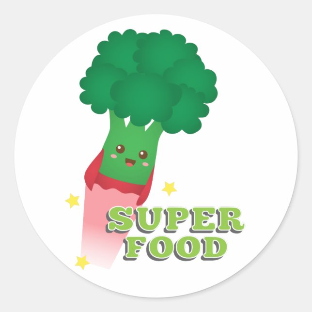 Niedliches Brokkoli Gemüse, Superfood Runder Aufkleber (Vorderseite)