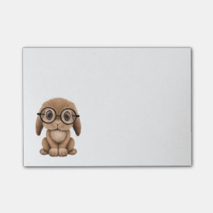 Niedliches Brown-Baby-Häschen-tragende Gläser Post-it Klebezettel