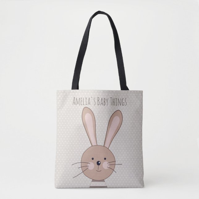 Niedliches Brown-Häschen-beige Punkte Tasche (Vorderseite)
