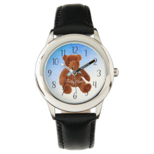Niedliches Brown Teddy Bear Wasserfarbenspiel Armbanduhr