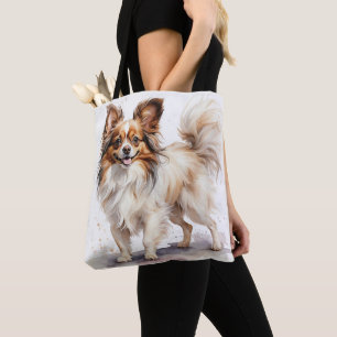 NIEDLICHES BROWN & WHITE PAPILLON PUPPY HUND TASCHE